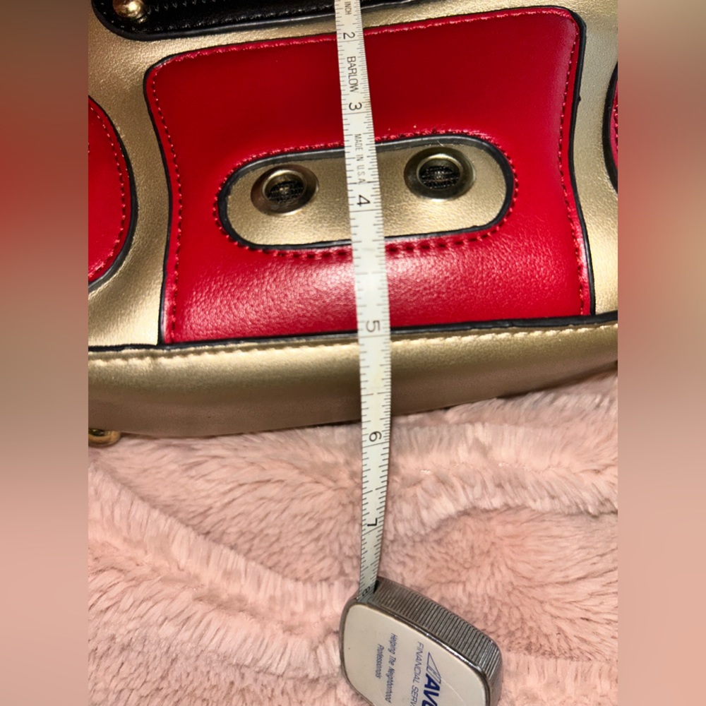 BAM FOREVER Gold & Red Boombox Handbag Purse w detachable strap - Picture 3 of 8